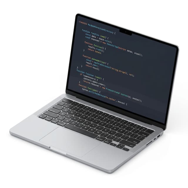 A laptop with code on screen